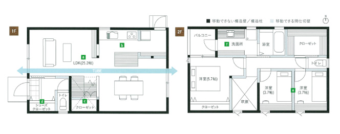 無垢スタイルタイプF・間取りプラン例