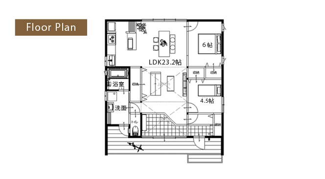 無垢スタイルタイプ平屋・間取りプラン例